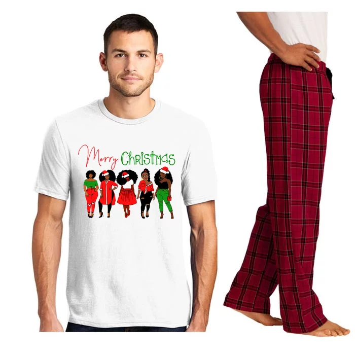 Black African American Santa Christmas Melanin Wo Pajama Set