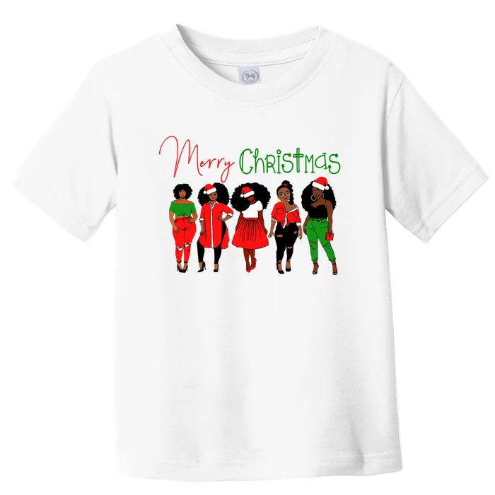 Black African American Santa Christmas Melanin Wo Toddler T-Shirt