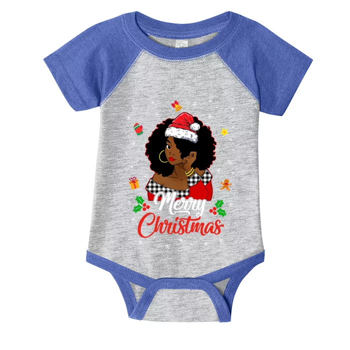 Black African American Melanin Christmas Santa Hat Xmas Gift Infant Baby Jersey Bodysuit