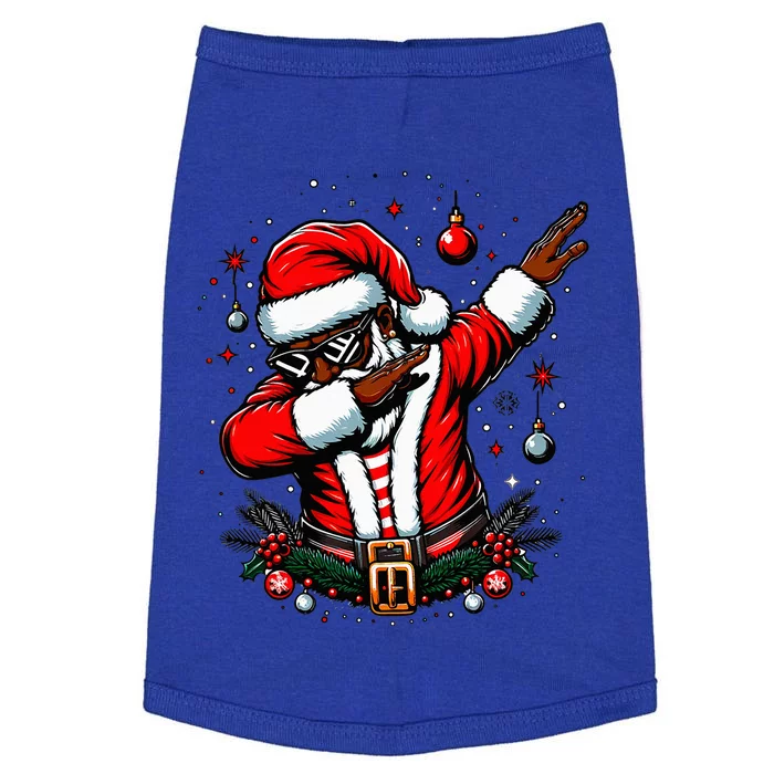 Black African American Santa Matching Christmas pjs Doggie Tank