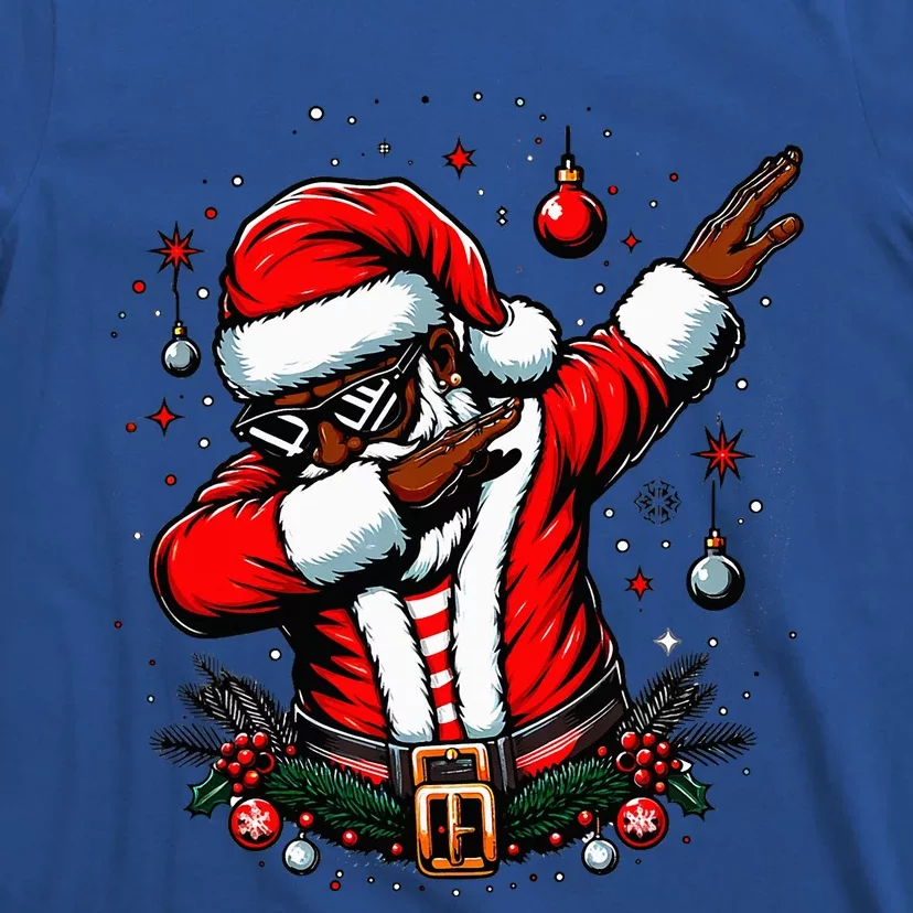 Black African American Santa Matching Christmas pjs T-Shirt