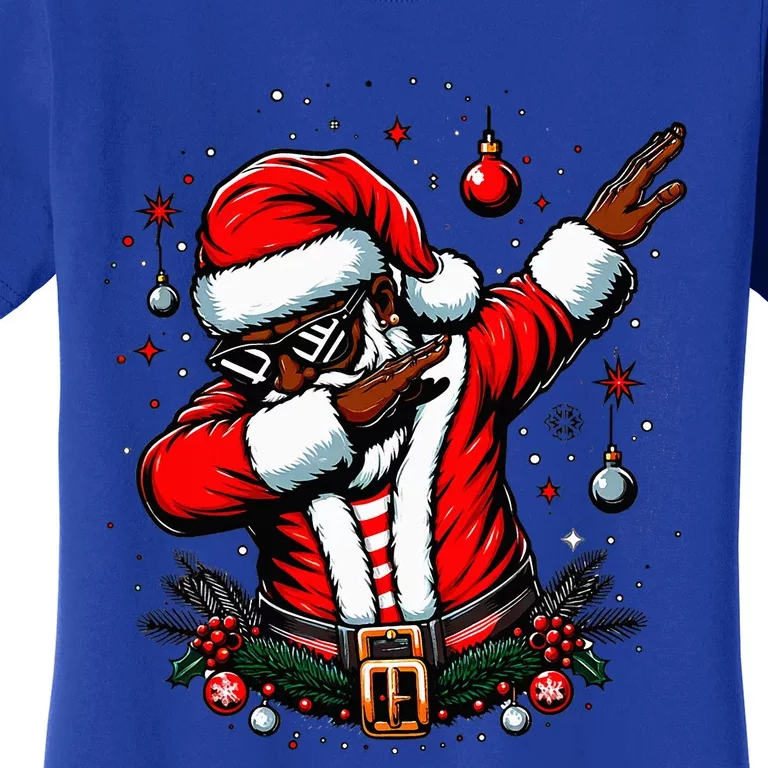 Black African American Santa Matching Christmas pjs Women's T-Shirt