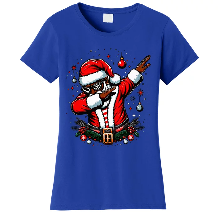 Black African American Santa Matching Christmas pjs Women's T-Shirt