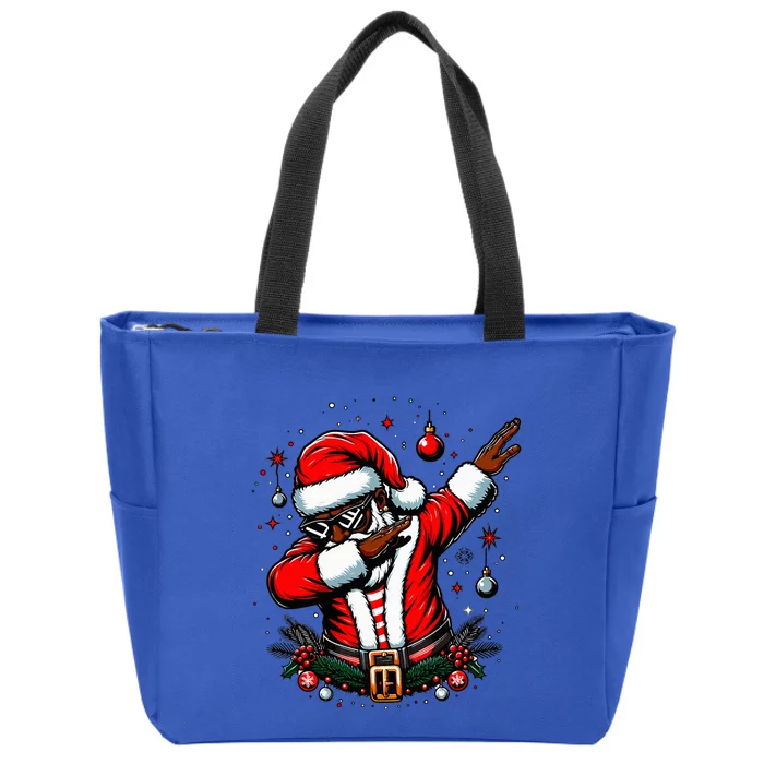 Black African American Santa Matching Christmas pjs Zip Tote Bag