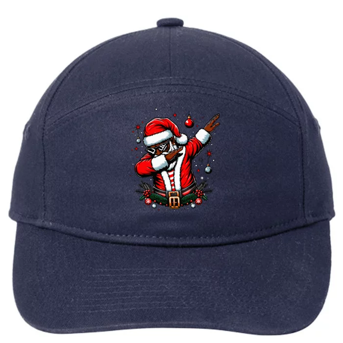 Black African American Santa Matching Christmas pjs 7-Panel Snapback Hat