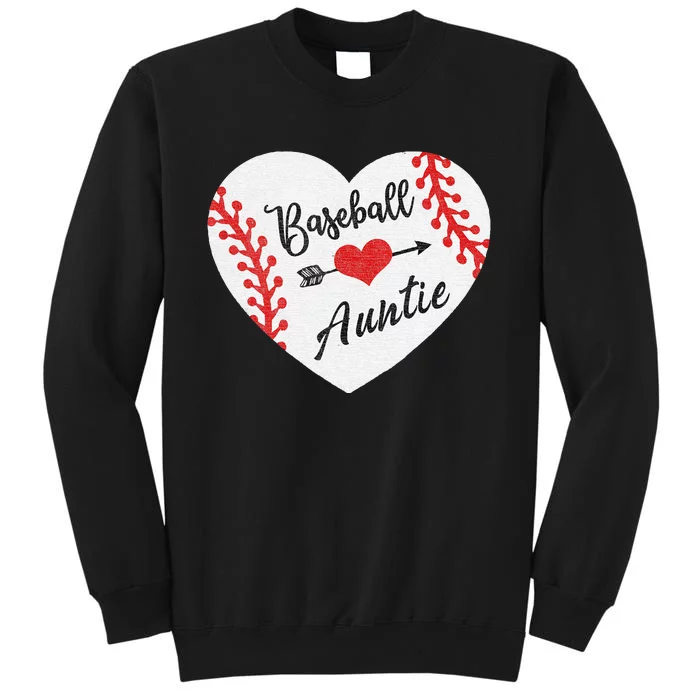 Baseball Auntie Aunt Heart Softball Tall Sweatshirt