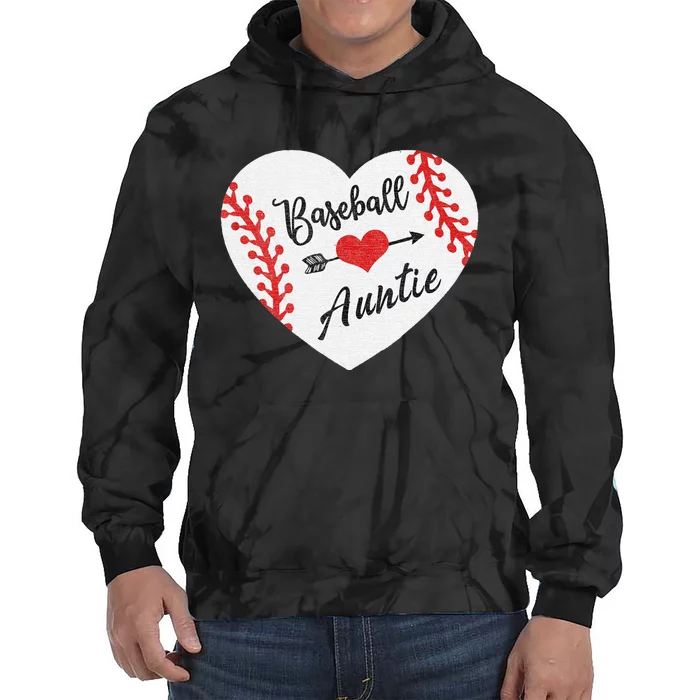 Baseball Auntie Aunt Heart Softball Tie Dye Hoodie