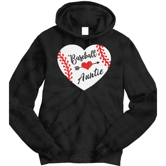 Baseball Auntie Aunt Heart Softball Tie Dye Hoodie