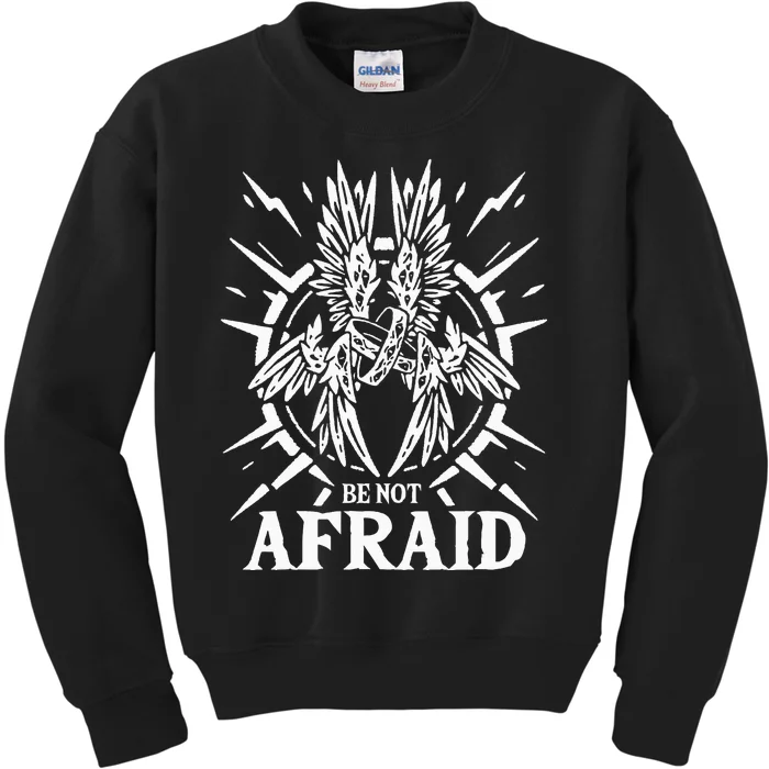 Biblically Accurate Angel Be Not Afraid Bible Angel Kids Sweatshirt