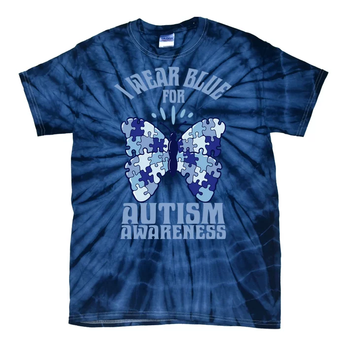 Butterfly Autism Awareness Gift Tie-Dye T-Shirt