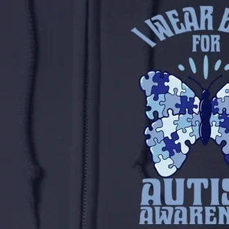 Butterfly Autism Awareness Gift Full Zip Hoodie