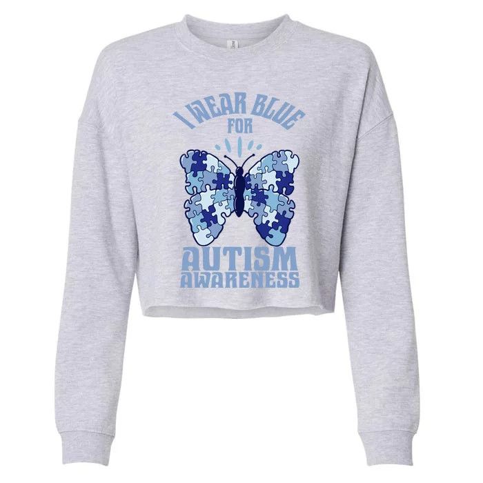 Butterfly Autism Awareness Gift Cropped Pullover Crew