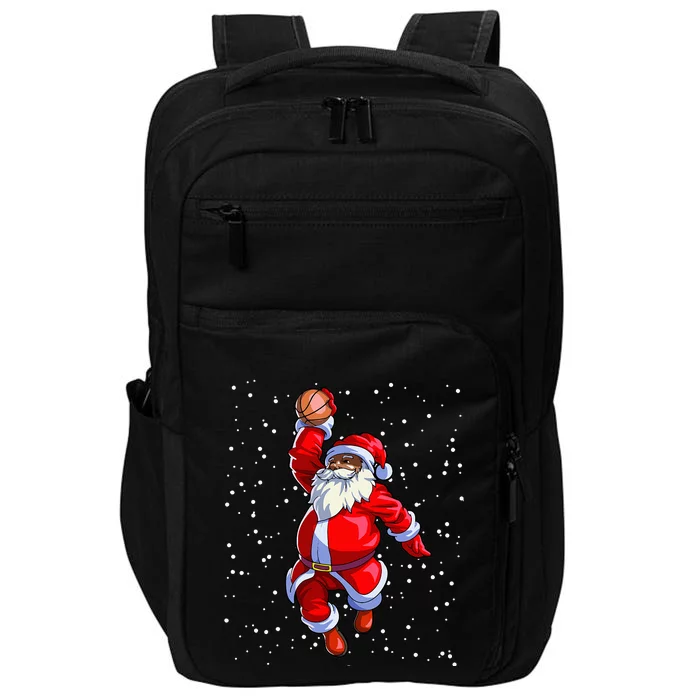 Black African American Santa Claus Basketball Afro Christmas Impact Tech Backpack