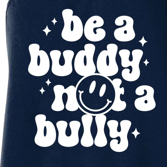 Be A Buddy Not A Bully Retro Smile Anti Bullying Unity Day Women's Racerback Tank