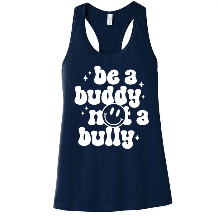 Be A Buddy Not A Bully Retro Smile Anti Bullying Unity Day Women's Racerback Tank