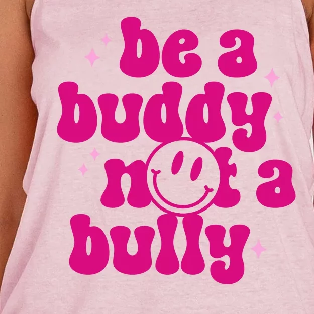 Be A Buddy Not A Bully Retro Smile Anti Bullying Unity Day Women's Knotted Racerback Tank