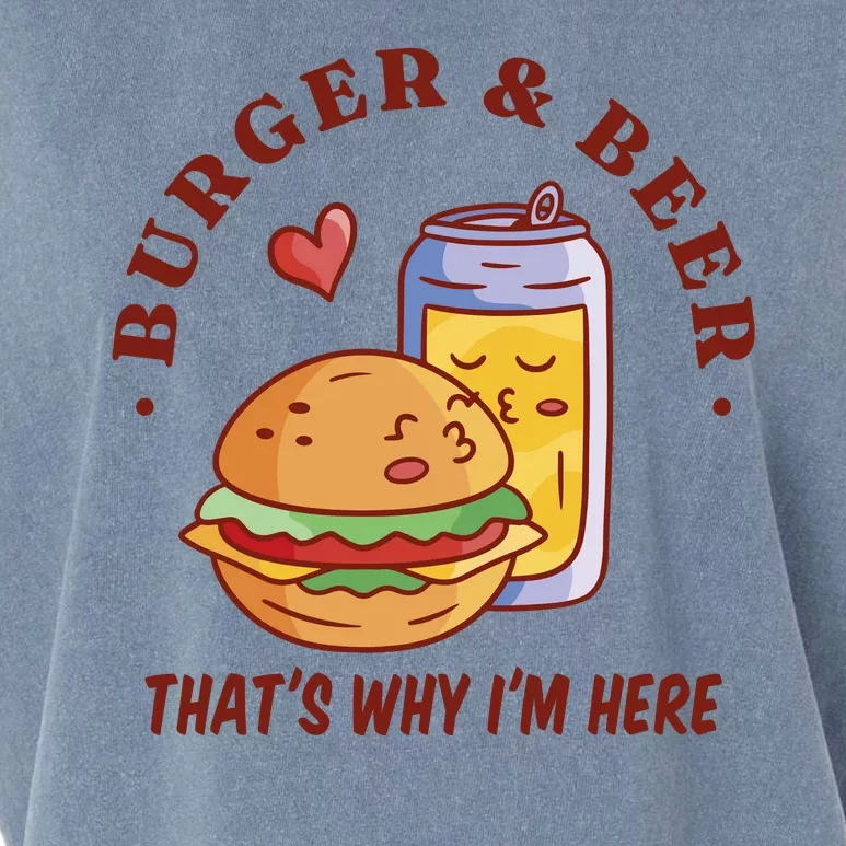 Burger And Beer That's Why I'm Here Garment-Dyed Women's Muscle Tee