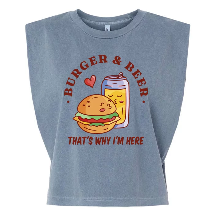 Burger And Beer That's Why I'm Here Garment-Dyed Women's Muscle Tee