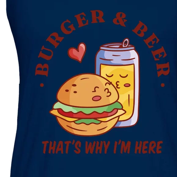 Burger And Beer That's Why I'm Here Ladies Essential Flowy Tank