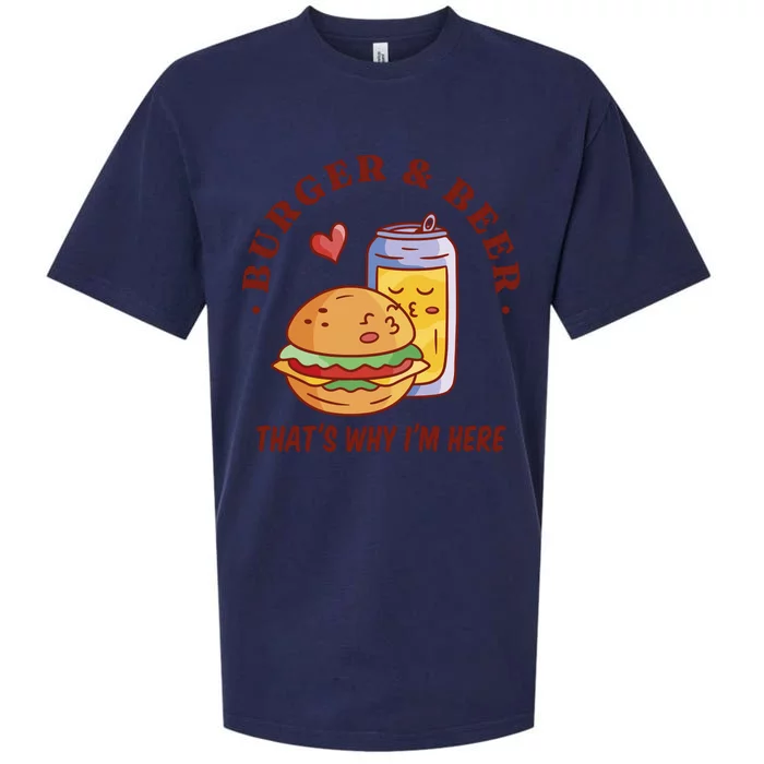 Burger And Beer That's Why I'm Here Sueded Cloud Jersey T-Shirt