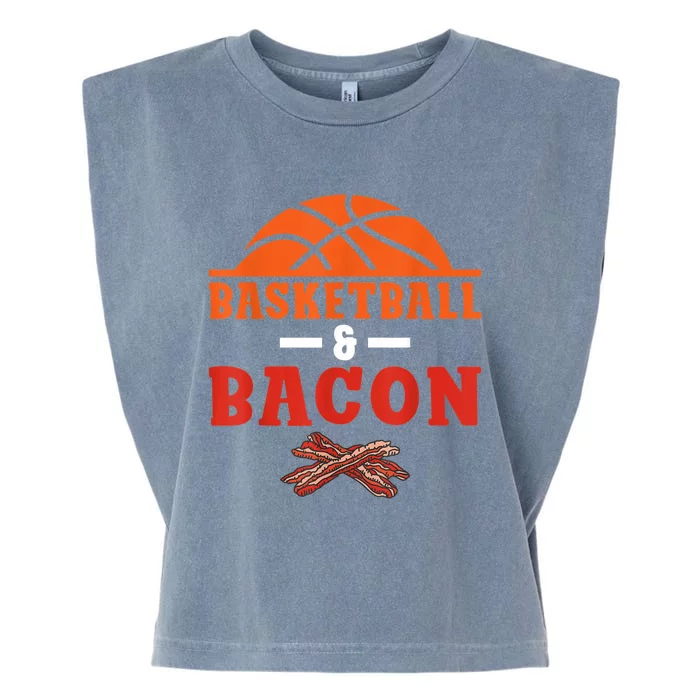 Basketball And Bacon Lover Basketball Garment-Dyed Women's Muscle Tee