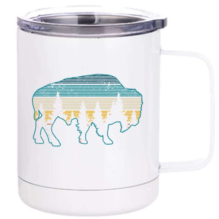 Bison American Buffalo Vintage National Park Souvenir Gift Cool Gift Front & Back 12oz Stainless Steel Tumbler Cup