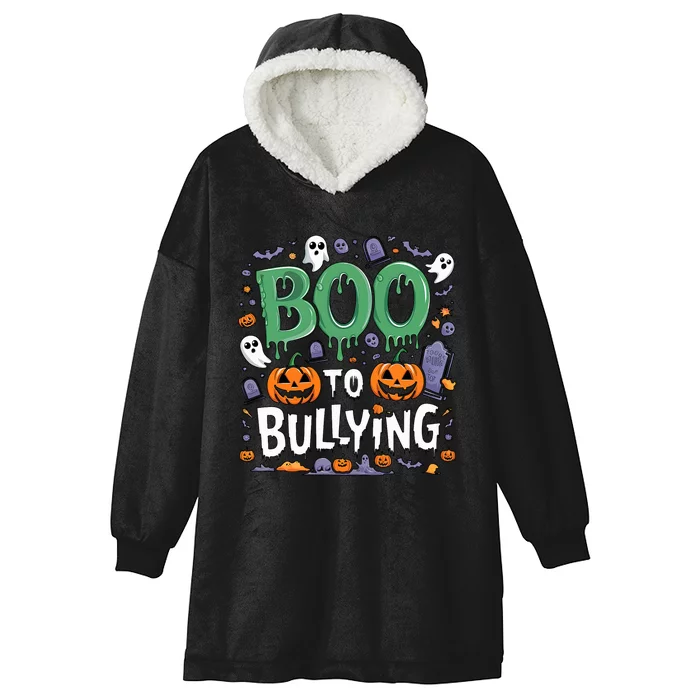 Boo Anti Bullying Funny Halloween Orange Unity Day Hooded Wearable Blanket