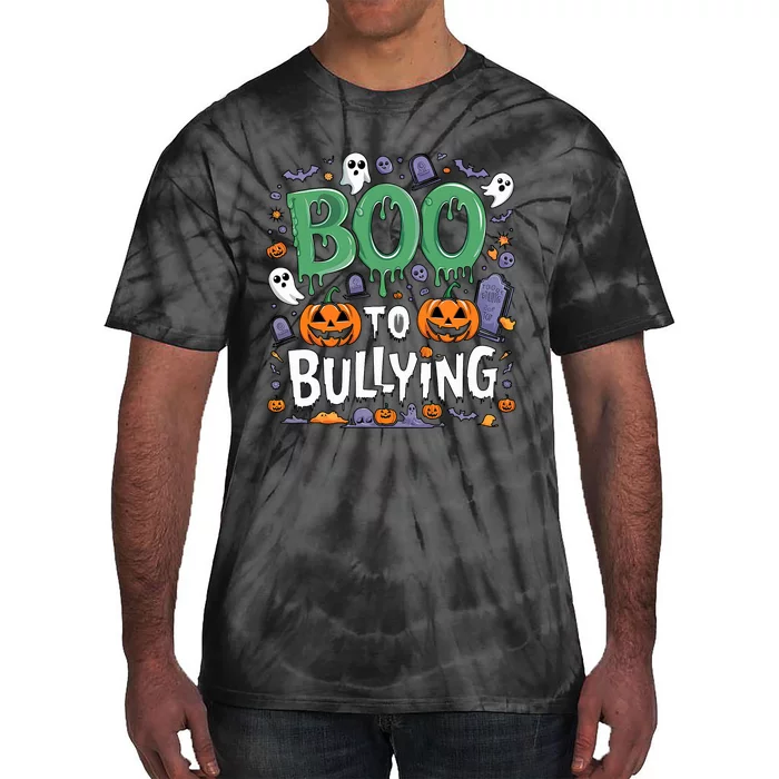 Boo Anti Bullying Funny Halloween Orange Unity Day Tie-Dye T-Shirt