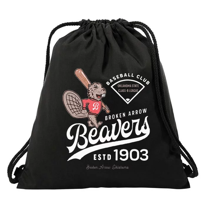 Broken Arrow Beavers Retro Minor League Baseball Team Drawstring Bag