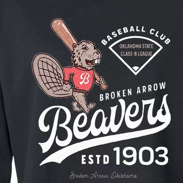 Broken Arrow Beavers Retro Minor League Baseball Team Cropped Pullover Crew