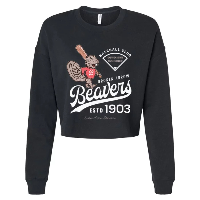 Broken Arrow Beavers Retro Minor League Baseball Team Cropped Pullover Crew