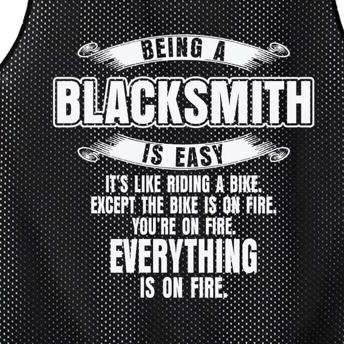 Being A Blacksmith Is Easy Funny Blacksmithing Mesh Reversible Basketball Jersey Tank