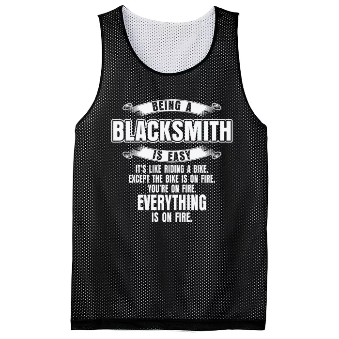 Being A Blacksmith Is Easy Funny Blacksmithing Mesh Reversible Basketball Jersey Tank