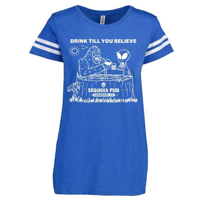 Bigfoot Alien Bar Drink Till You Believe Enza Ladies Jersey Football T-Shirt