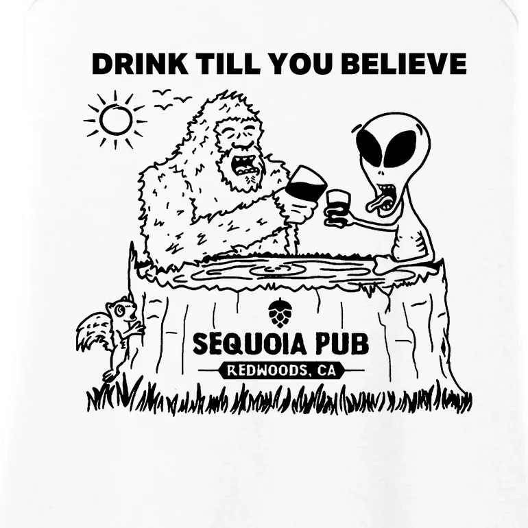 Bigfoot Alien Bar Drink Till You Believe Ladies Essential Tank