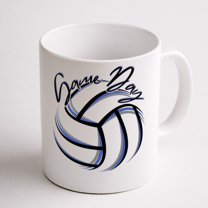 Blue And Black Volleyball Season Game Day Volleyball Graphic Gift Front & Back Coffee Mug