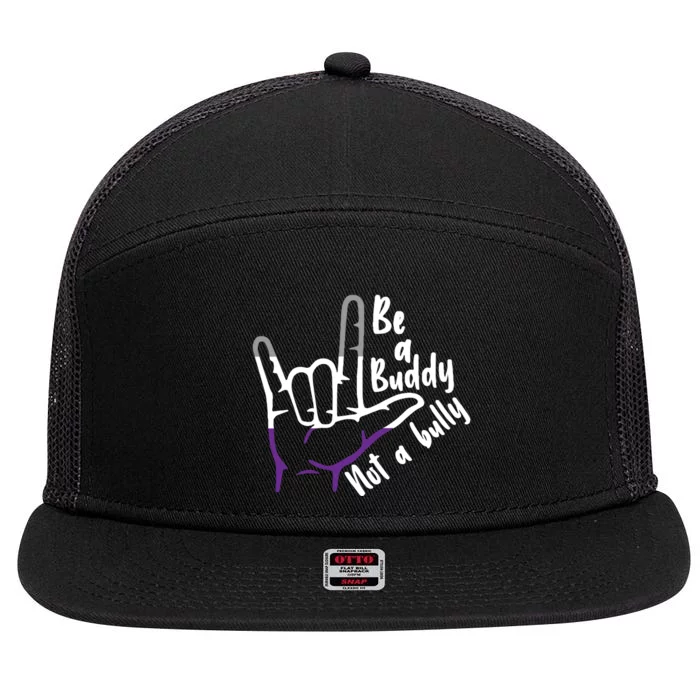 Be A Buddy Not A Bully Lgbtq Asexual Pride Flag 7 Panel Mesh Trucker Snapback Hat