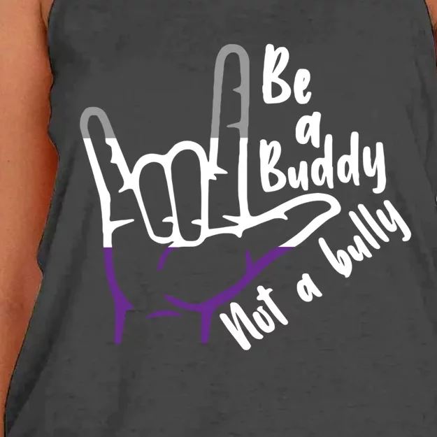 Be A Buddy Not A Bully Lgbtq Asexual Pride Flag Women's Knotted Racerback Tank