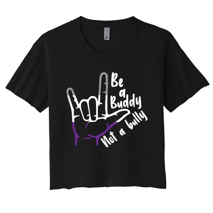 Be A Buddy Not A Bully Lgbtq Asexual Pride Flag Women's Crop Top Tee