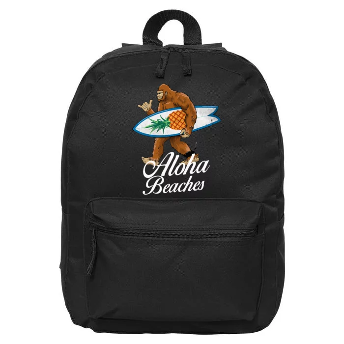 Bigfoot Aloha Beaches Hawaiian Pineapple Surf Vacation 16 in Basic Backpack