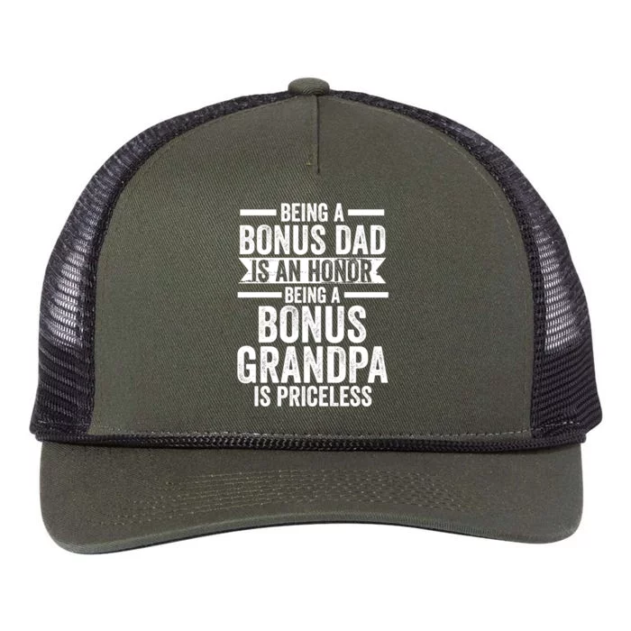 Being A Bonus Dad Is An Honor Stepfather Funny Gift Retro Rope Trucker Hat Cap