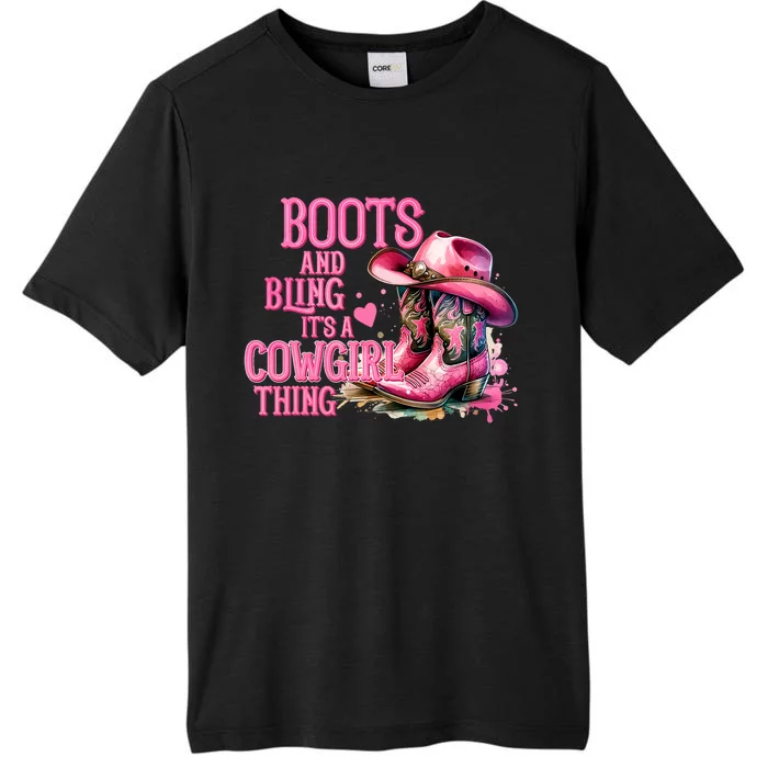 Boots And Bling ItS A Cowgirl Thing Rodeo Country Cowgirl ChromaSoft Performance T-Shirt