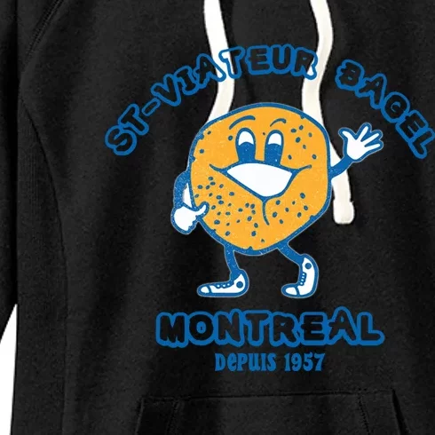 Bagels Are Booming Stviateur Bagel Montreal Depuis 1957 Gifts Women's Fleece Hoodie