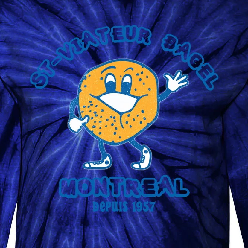 Bagels Are Booming Stviateur Bagel Montreal Depuis 1957 Gifts Tie-Dye Long Sleeve Shirt