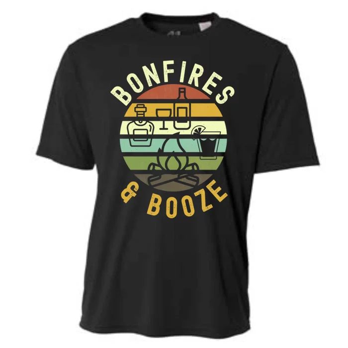 Bonfires And Booze Retro Trendy Casual Graphic Fall Gift Cooling Performance Crew T-Shirt