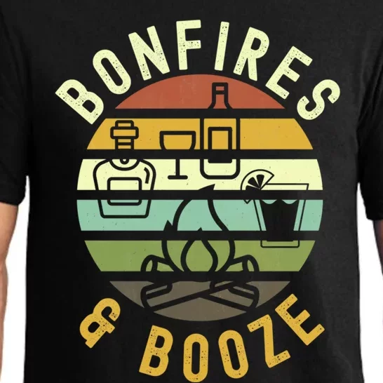 Bonfires And Booze Retro Trendy Casual Graphic Fall Gift Pajama Set