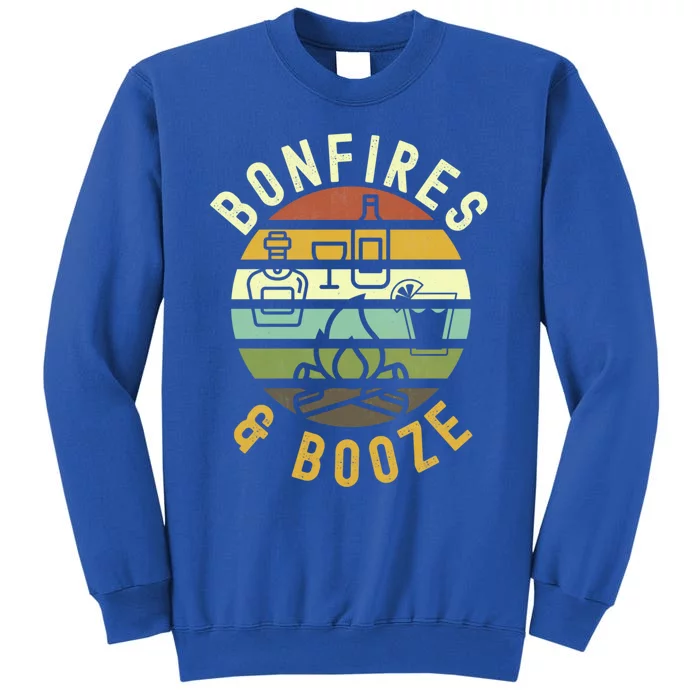 Bonfires And Booze Retro Trendy Casual Graphic Fall Gift Sweatshirt