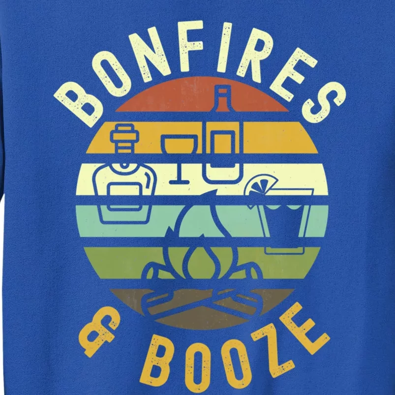 Bonfires And Booze Retro Trendy Casual Graphic Fall Gift Tall Sweatshirt