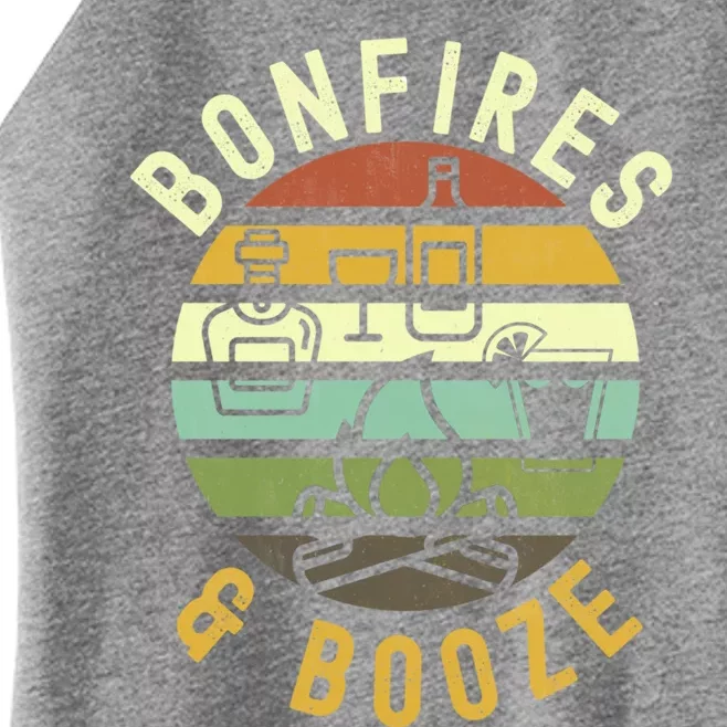 Bonfires And Booze Retro Trendy Casual Graphic Fall Gift Women’s Perfect Tri Rocker Tank