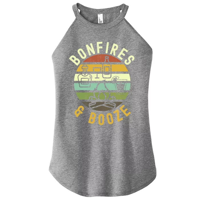 Bonfires And Booze Retro Trendy Casual Graphic Fall Gift Women’s Perfect Tri Rocker Tank